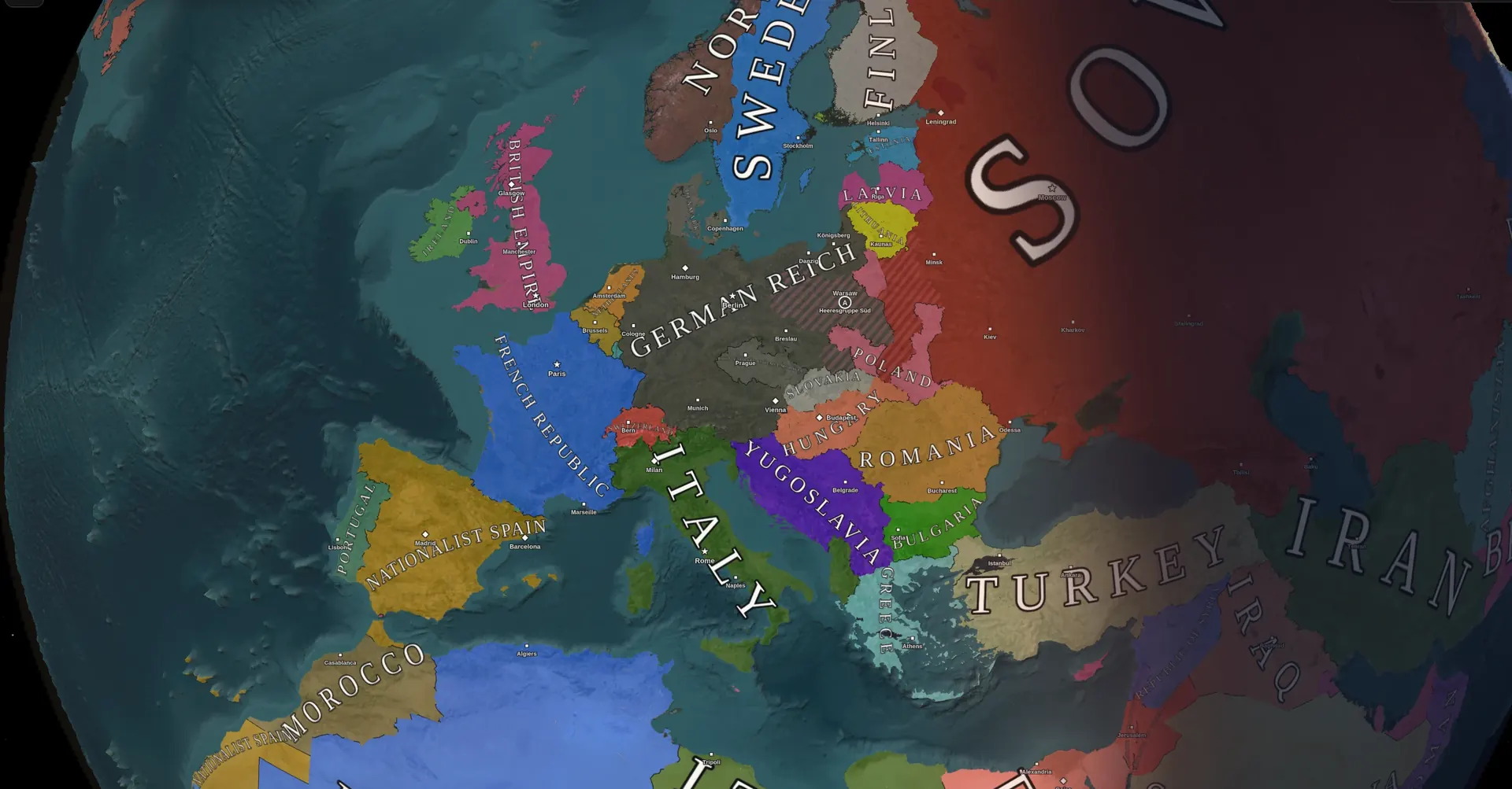 Byte's Historia: a world map of Europe with countries in different colours